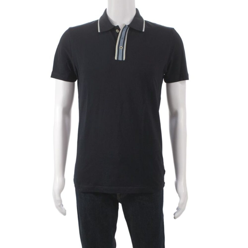 Paul Smith Mens Black Cotton Collared Short Sleeve Polo Designer Size PS